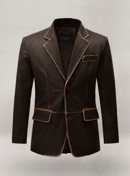 (image for) Rubbed Dark Brown Medieval Leather Blazer