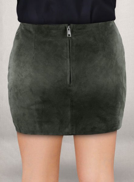 Gray Suede Bossy Buckle Leather Skirt - #443