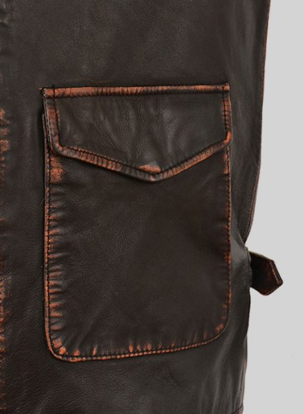 (image for) Rubbed Dark Brown Washed Indiana Jones Leather Jacket