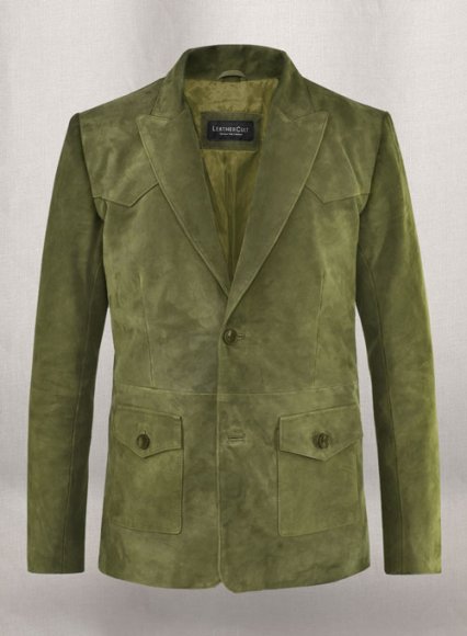 (image for) Woodland Green Suede Western Leather Blazer