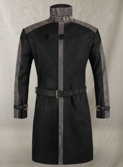 (image for) Distressed Black Aiden Pearce Watch Dog Leather Trench Coat