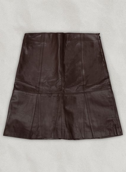 Brown Fishtail Leather Skirt - # 451 - XL Regular