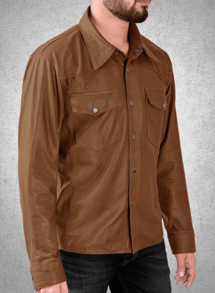 Light Weight Unlined Tan Leather Shirt