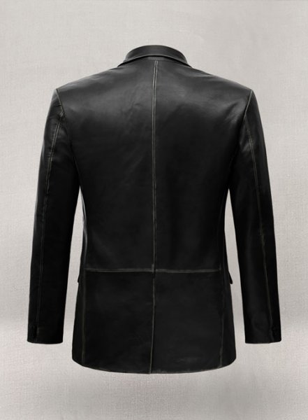 Rubbed Black Leather Blazer