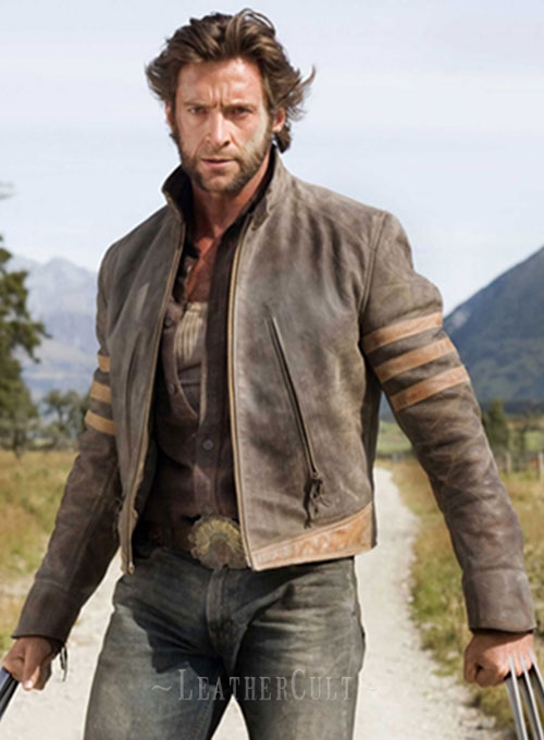 X - Men Origins Wolverine Leather Jacket - Click Image to Close
