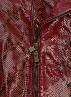 (image for) Bold Red Python Pure Leather Biker Jacket #2