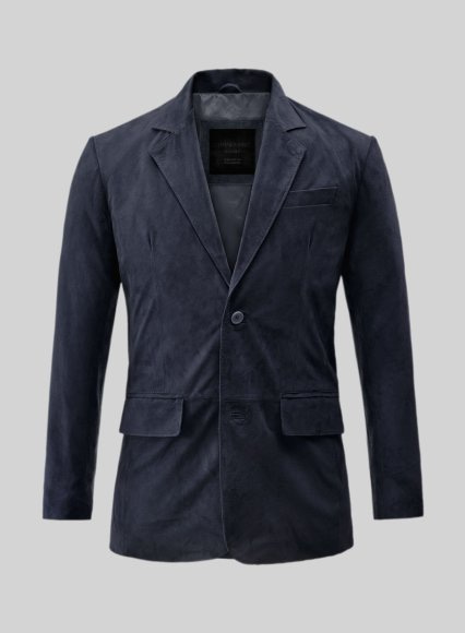 (image for) Dark Blue Suede Leather Blazer