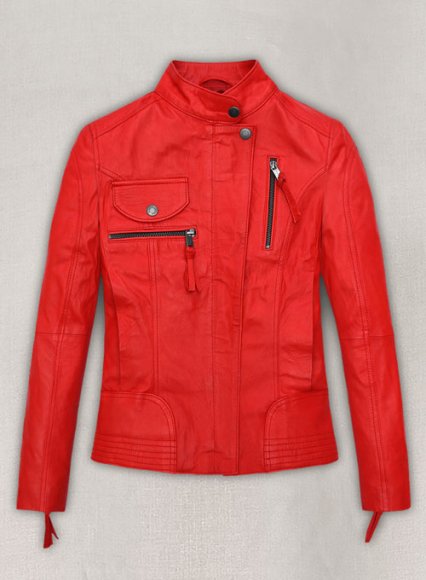 Soft Blood Red Washed and Wax Leather Jacket # 520