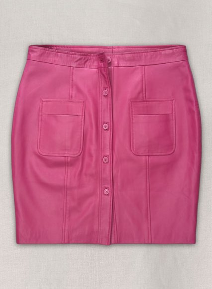 (image for) Bright Pink Button-Up Leather Skirt - # 121
