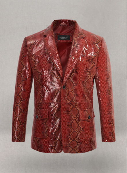 (image for) Bold Red Python Western Leather Blazer