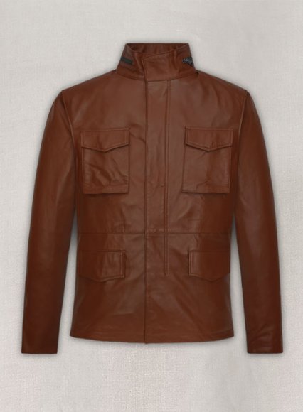 (image for) Tan Brown Military M-65 Leather Jacket