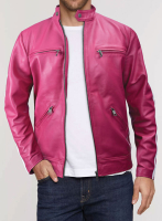 (image for) Bright Pink Leather Jacket Sportsman Stripe