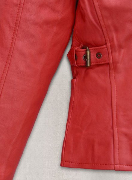 (image for) Soft Tango Red Washed Jennifer Lopez Gigli Leather Jacket