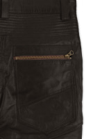 (image for) Soft Dark Brown Leather Biker Jeans #512