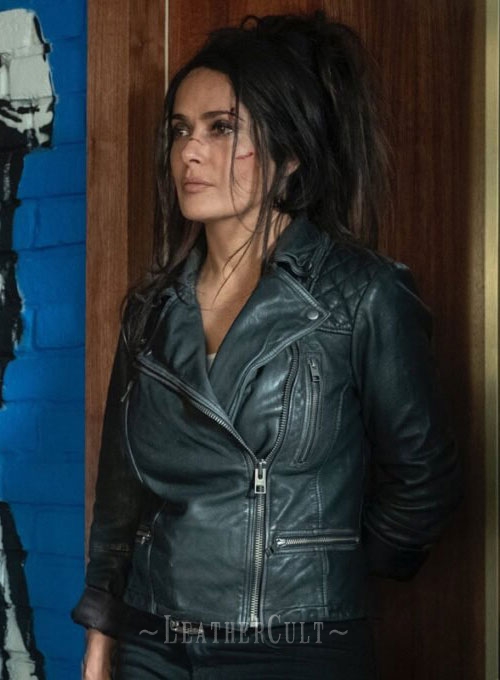 Salma Hayek The Hitman's Wife's Bodyguard Leather Jacket - Click Image to Close