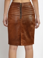 (image for) Cognac Front Yoke Leather Skirt #454