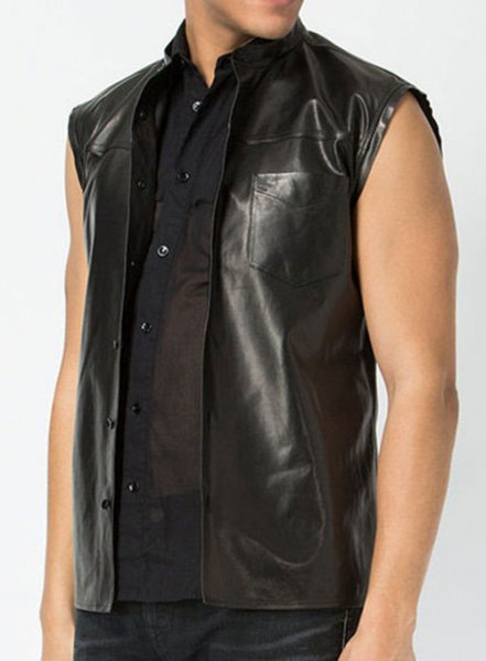 Leather Brando Sleeveless Jacket by Mr Riegillio