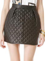 (image for) Ecru Quilted Leather Skirt - # 428