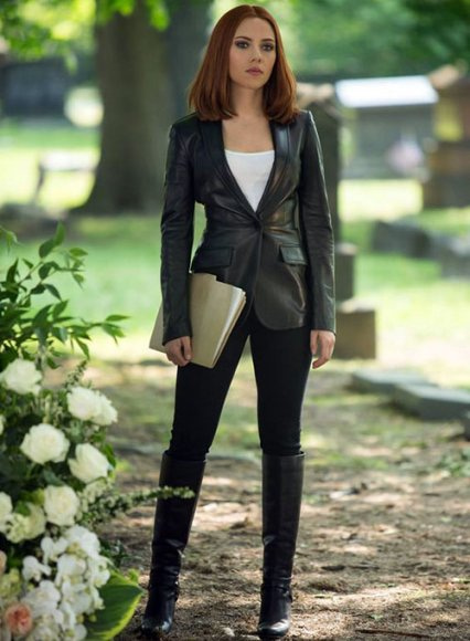 Scarlett Johansson The Winter Soldier Leather Blazer