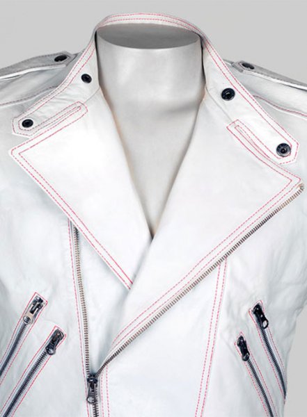 White Leather Biker Vest # 313
