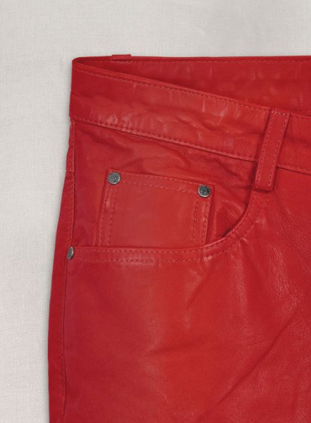 Mens Red Leather Pants Set