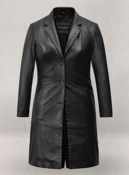 Zoe Kravitz Leather Long Coat : LeatherCult: Genuine Custom Leather ...