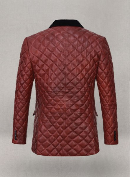 (image for) Spanish Red Bocelli Quilted Tuxedo Leather Blazer