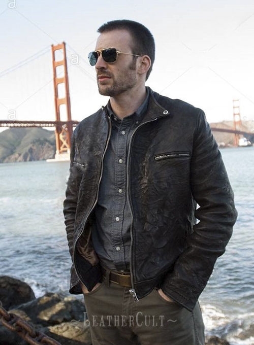 Chris Evans Playing it Cool Leather Jacket - Click Image to Close