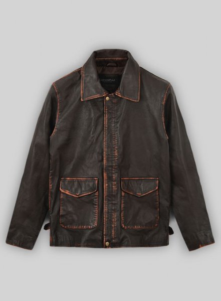 (image for) Rubbed Dark Brown Washed Indiana Jones Leather Jacket