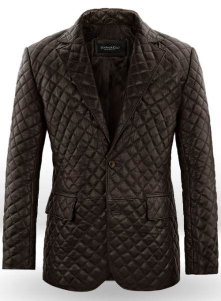 (image for) Dark Brown Bocelli Quilted Leather Blazer