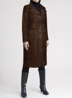 (image for) Dark Brown Suede Alpine Leather Long Coat