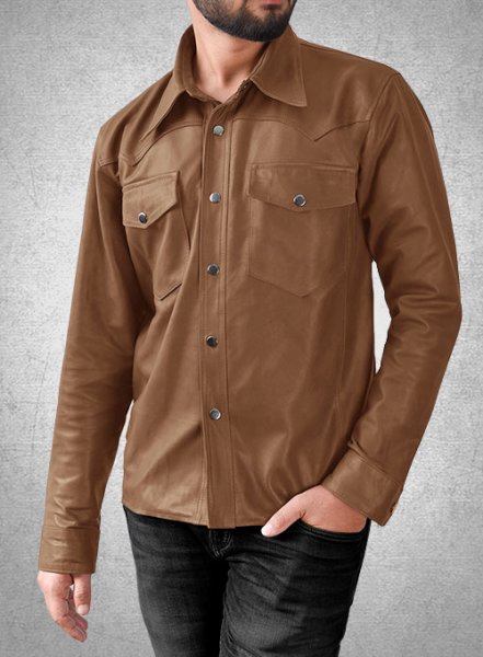 Light Weight Unlined Tan Leather Shirt