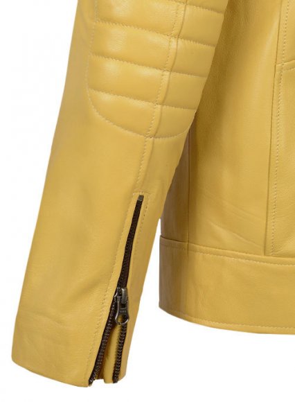 (image for) Yellow Leather Fighter T-Shirt Jacket