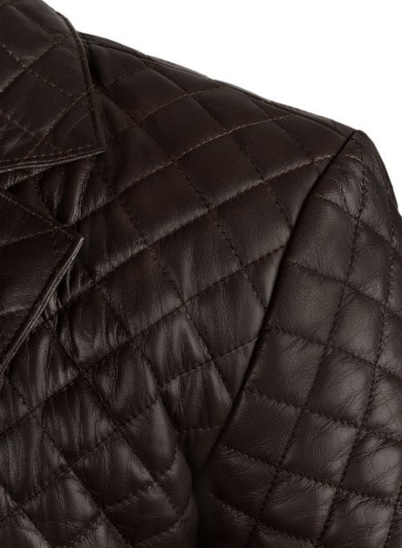 Dark Brown Bocelli Quilted Leather Blazer