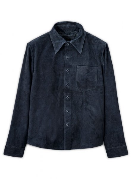Dark Blue Suede Classic Leather Shirt