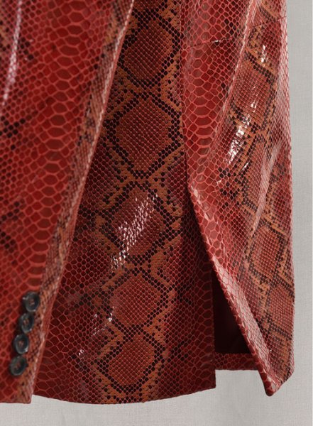 (image for) Bold Red Python Western Leather Blazer