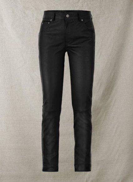 Black Stretch Leather Jeans