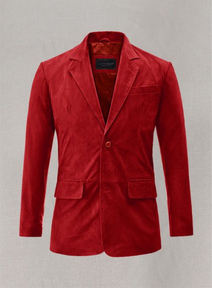 Soft Lava Red Suede Leather Blazer