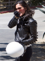 (image for) Olivia Munn Leather Jacket