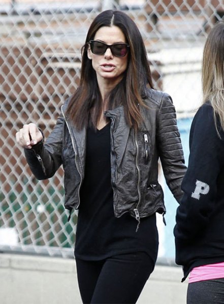 Sandra Bullock Leather Jacket #2 : LeatherCult: Genuine Custom Leather Products, Jackets for Men & Women