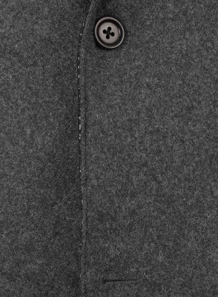 (image for) Vintage Plain Dark Gray Tweed Leather Combo Blazer # 652