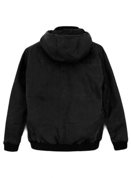 (image for) Black Stretch Leather Hood Jacket # 637 - M Regular