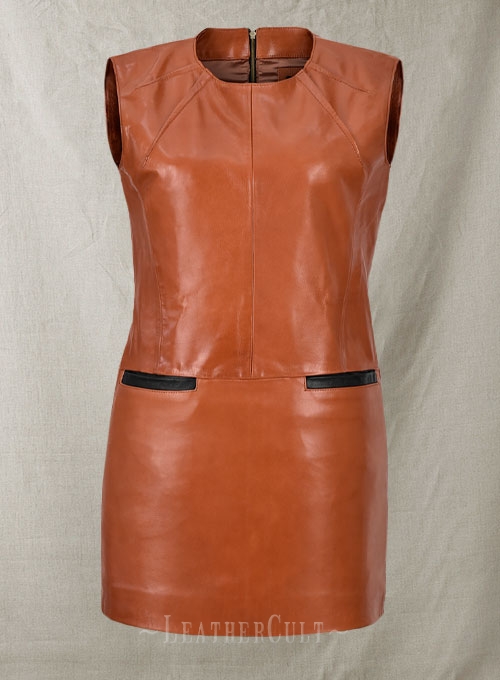 Shiny Old Tan Bonfire Leather Dress - # 752 - Click Image to Close