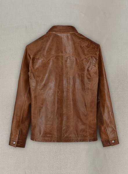 (image for) Cognac V Tab Leather Shirt Jacket