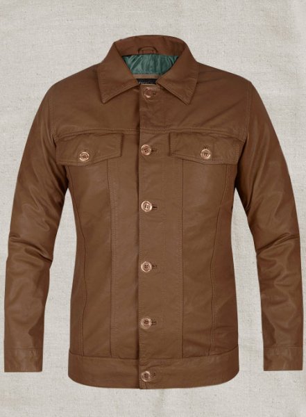 Soft King Brown Washed Mark Wahlberg Leather Jacket - L Regular