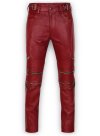 (image for) Cherry Red Electric Zipper Mono Leather Pants