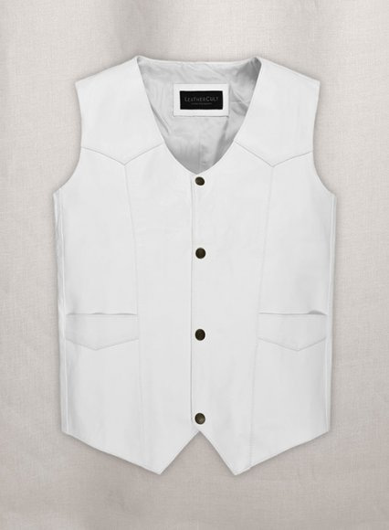 White Leather Vest # 306