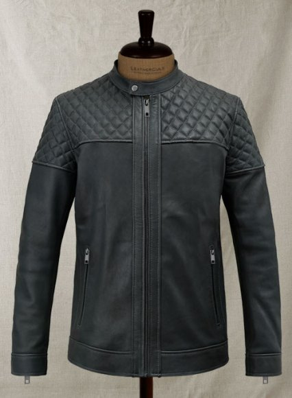 (image for) Quilted Panel Leather Jacket