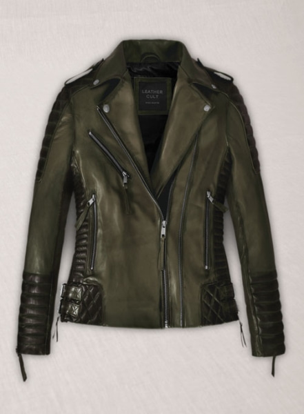 (image for) Charlotte Burnt Olive Leather Jacket