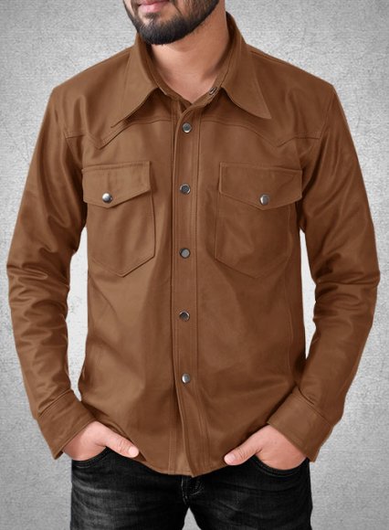 (image for) Light Weight Unlined Tan Leather Shirt